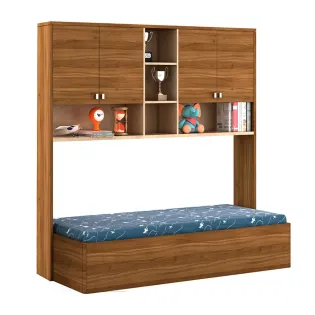 Kosmo Oscar Single Bed With Wall Storage - Natural Teak