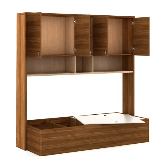 Kosmo Oscar Single Bed With Wall Storage - Natural Teak