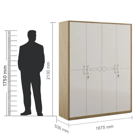 Kosmo Pearl  V2 4 Door Wardrobe- Ceramic High Gloss