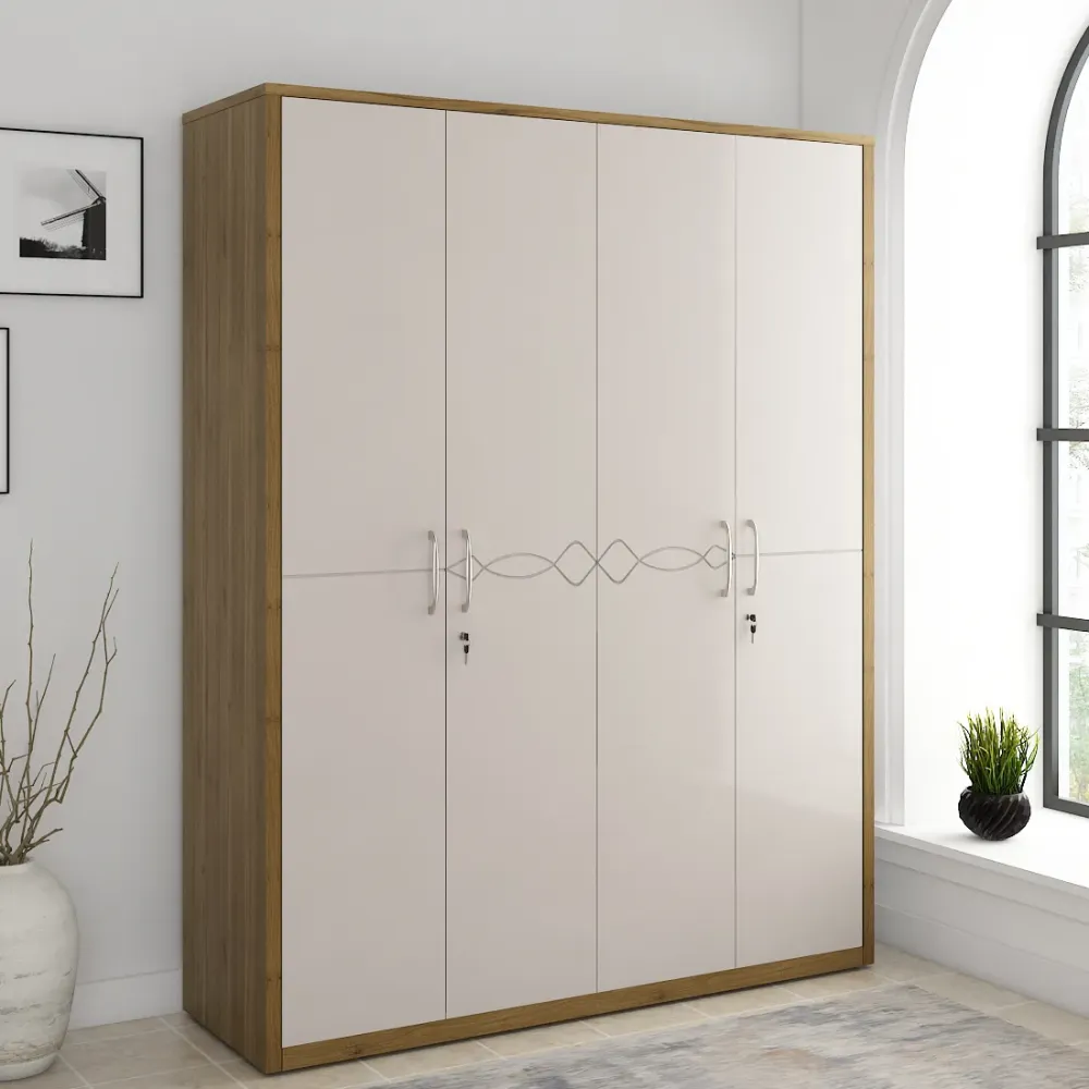 Kosmo Pearl  V2 4 Door Wardrobe- Ceramic High Gloss