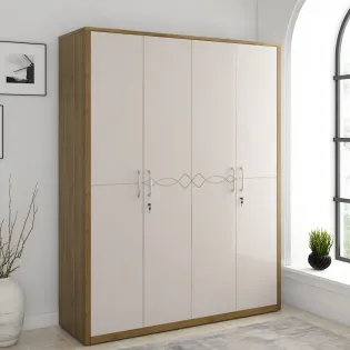 Pearl 4 Door Wardrobe- Ceramic High Gloss