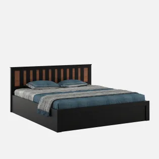 Kosmo Phoenix Queen Bed With Box Storage - Natural Wenge Woodpore