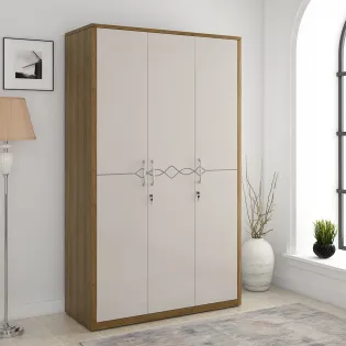 Pearl 3 Door Wardrobe - Ceramic High Gloss