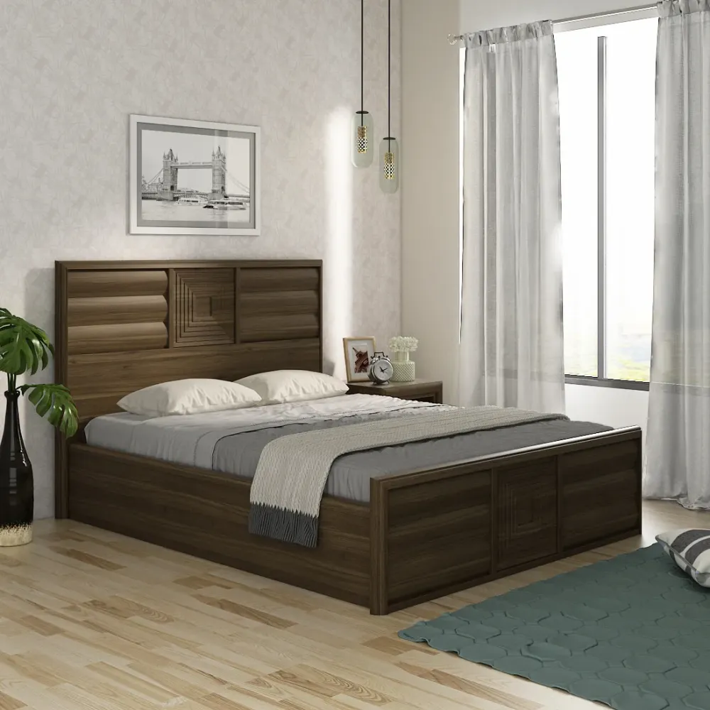 Kosmo Proton Queen Bed V2 Full Lifton  With Top Panel - Lyon Walnut