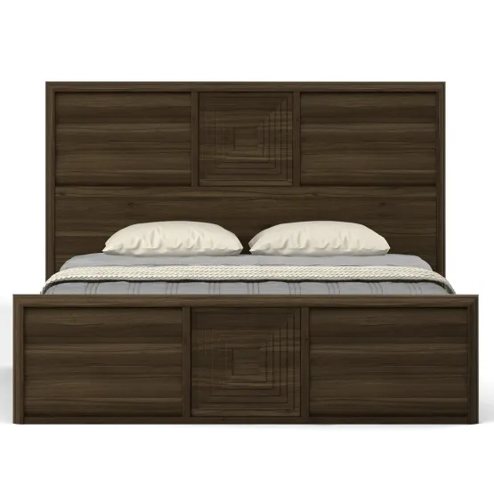 Kosmo Proton Queen Bed V2 Full Lifton  With Top Panel - Lyon Walnut