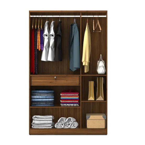 Kosmo Rayan 3 Door Wardrobe With Mirror - Natural Teak