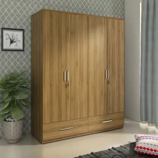 Ralph 4 Door Wardrobe Without Mirror -  Natural Teak