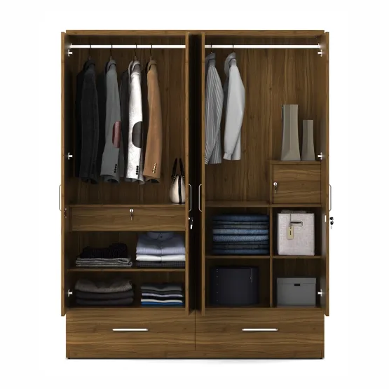 Ralph 4 Door Wardrobe Without Mirror -  Natural Teak