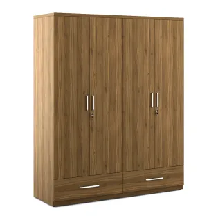 Ralph 4 Door Wardrobe Without Mirror -  Natural Teak