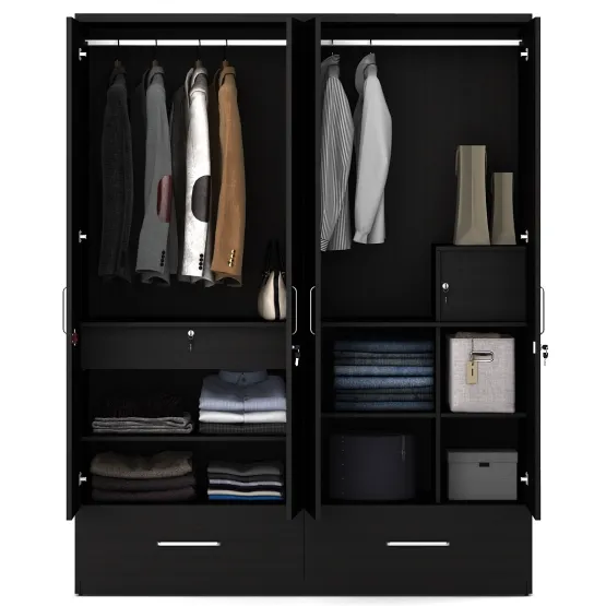 Ralph 4 Door Wardrobe Without Mirror - Natural Wenge