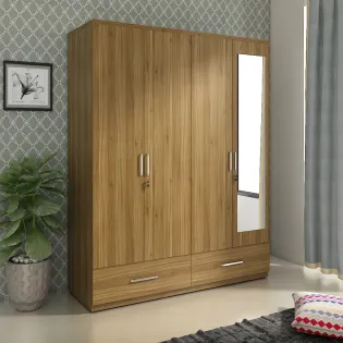 Ralph 4 Door Dresser Wardrobe - Natural Teak