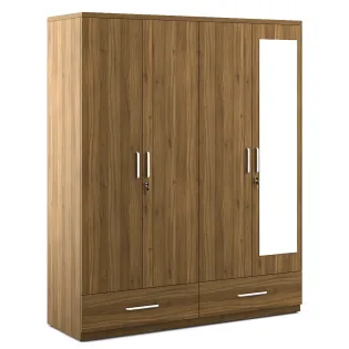 Ralph 4 Door Dresser Wardrobe - Natural Teak