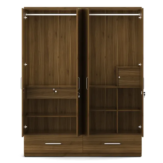 Ralph 4 Door Dresser Wardrobe - Natural Teak