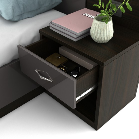 Ripples King Bed Full Lift On With Bed Sides - Hg Basalt Grey