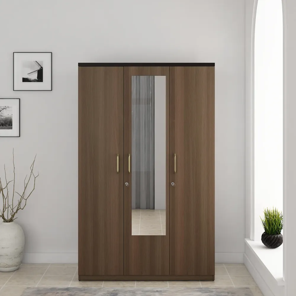 Kosmo Roma 3 Door Wardrobe With Mirror  New- Mol-acacia Dark - Woodpore