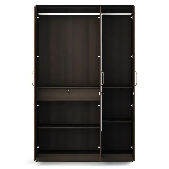 Kosmo Roma 3 Door Wardrobe With Mirror  New- Mol-acacia Dark - Woodpore