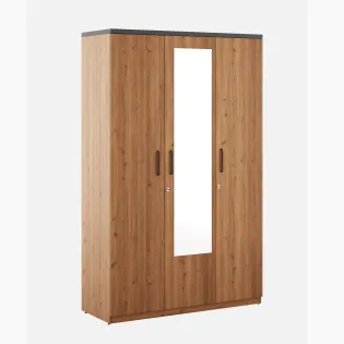 Roma 3 Door Wardrobe With Mirror  New- Mol-acacia Dark - Woodpore