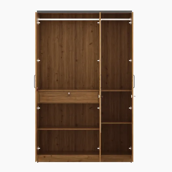 Roma 3 Door Wardrobe With Mirror  New- Mol-acacia Dark - Woodpore