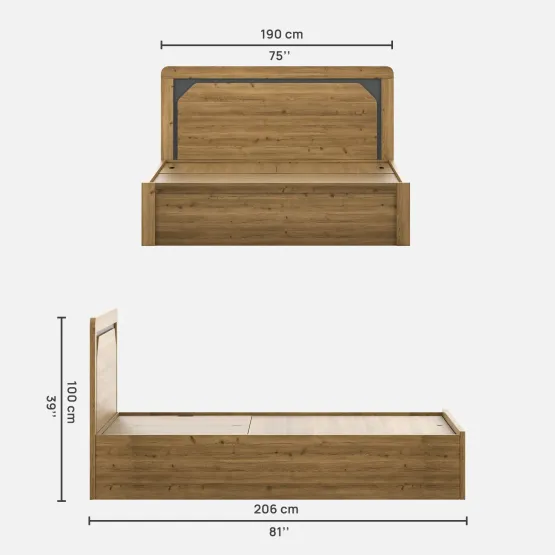 Kosmo Roma King Bed With 3/4 Lifton - Classic Oak