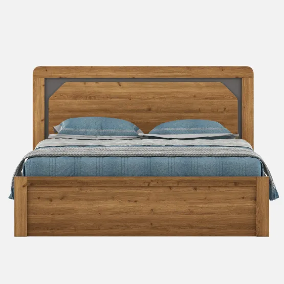 Kosmo Roma King Bed With Box Storage- Classic Oak