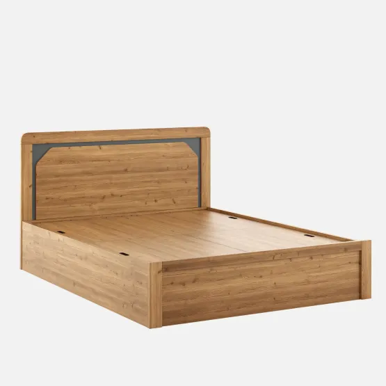 Kosmo Roma King Bed With Box Storage- Classic Oak