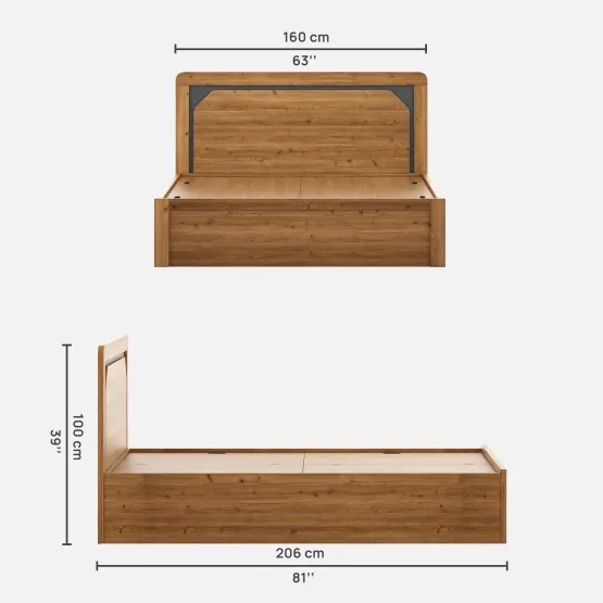 Kosmo Roma King Bed With Box Storage- Classic Oak