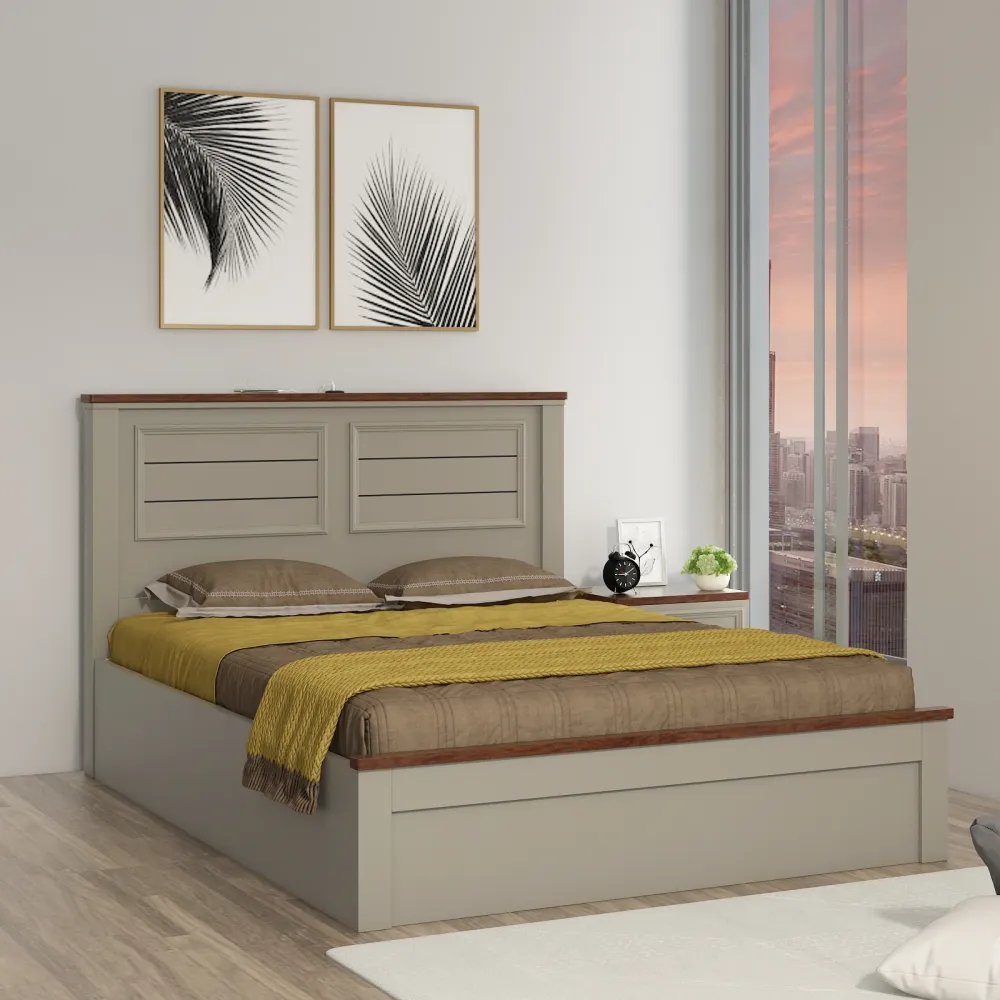 Sahara Queen Bed 3/4 Lifton - Stone Grey Modern Ash