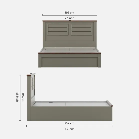 Sahara King Bed 3/4 Lifton - Stone Grey Modern Ash