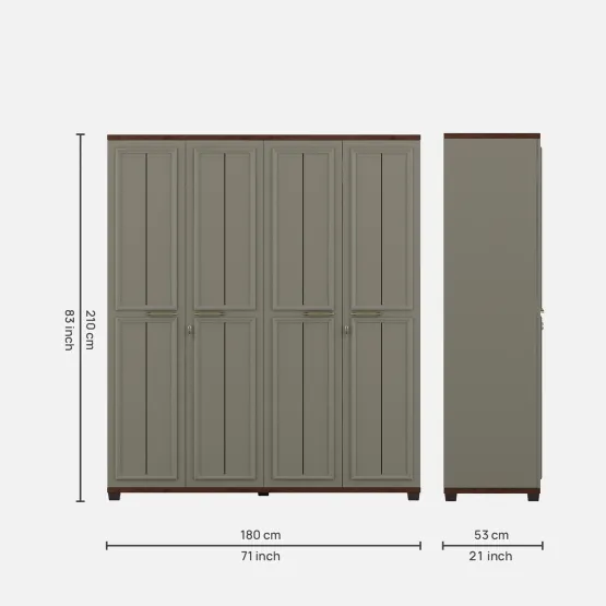 Sahara 4 Door Wardrobe - Stone Grey Modern Ash