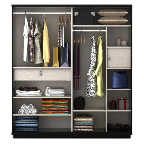 Kosmo Universal 2 Door Sliding Wardrobe - Natural Wenge Woodpore