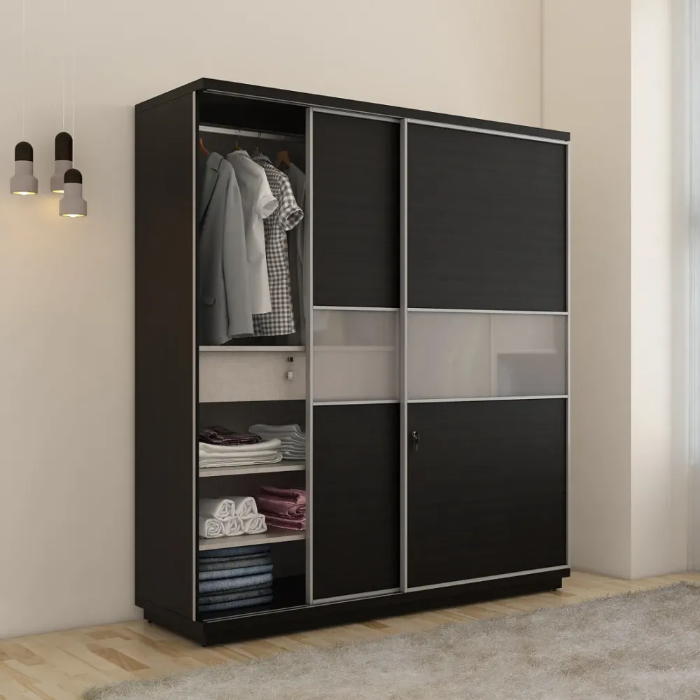 Kosmo Universal 2 Door Sliding Wardrobe - Natural Wenge Woodpore