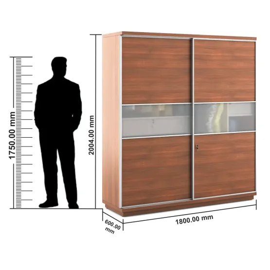 Kosmo Universal 2 Door Sliding Wardrobe - Walnut Rigato