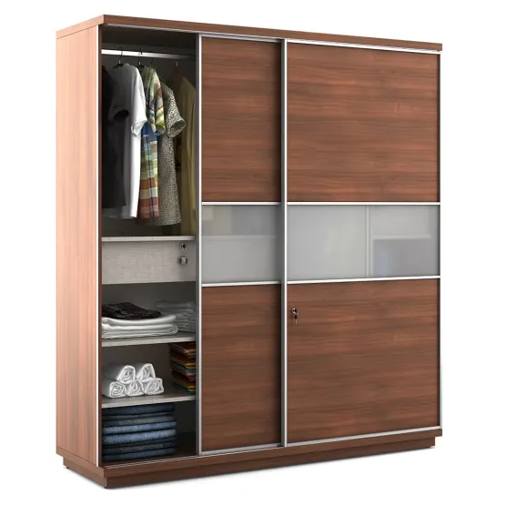 Kosmo Universal 2 Door Sliding Wardrobe - Walnut Rigato