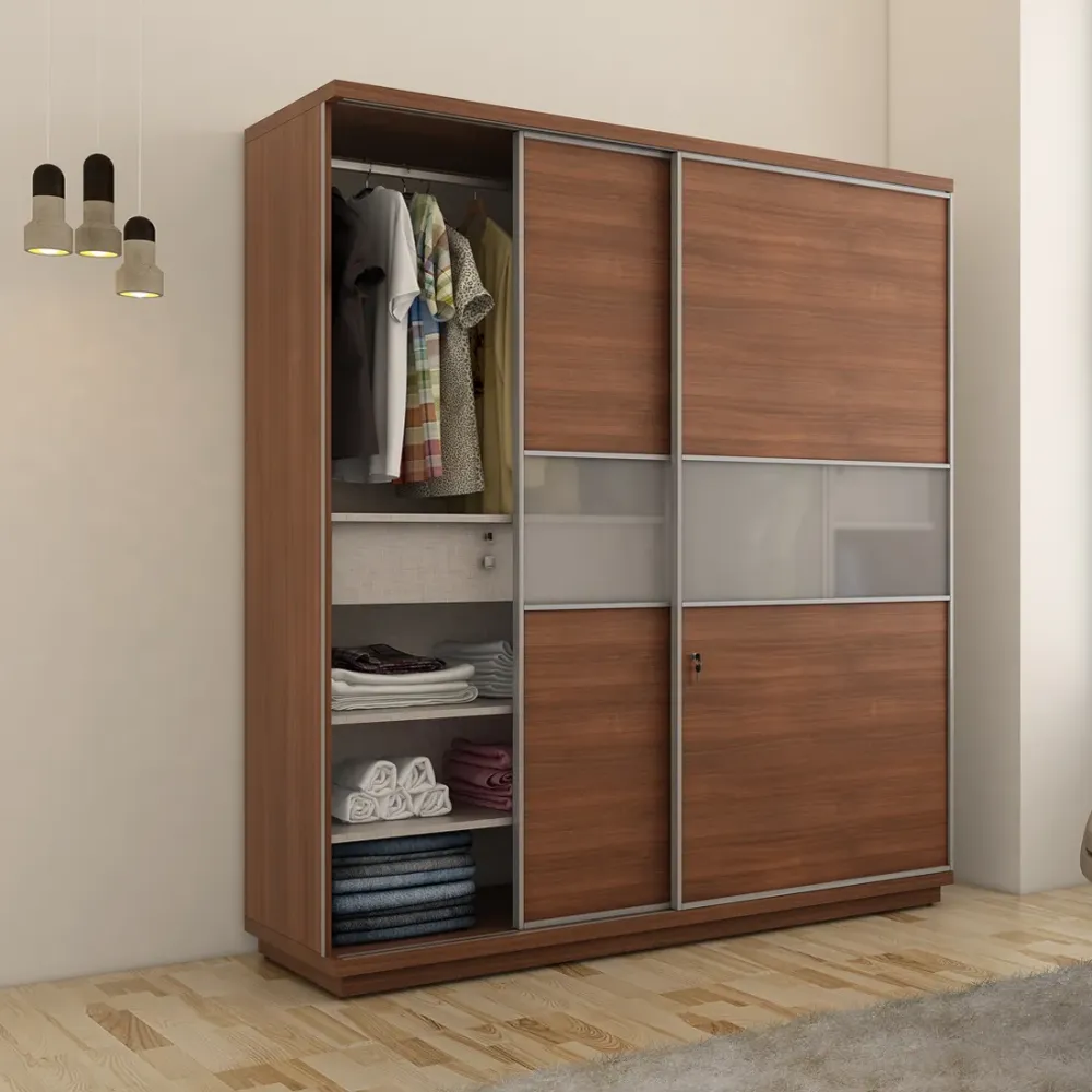 Kosmo Universal 2 Door Sliding Wardrobe - Walnut Rigato