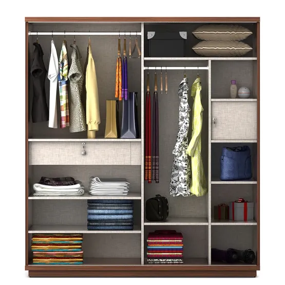 Kosmo Universal 2 Door Sliding Wardrobe - Walnut Rigato