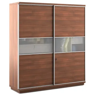 Kosmo Universal 2 Door Sliding Wardrobe - Walnut Rigato