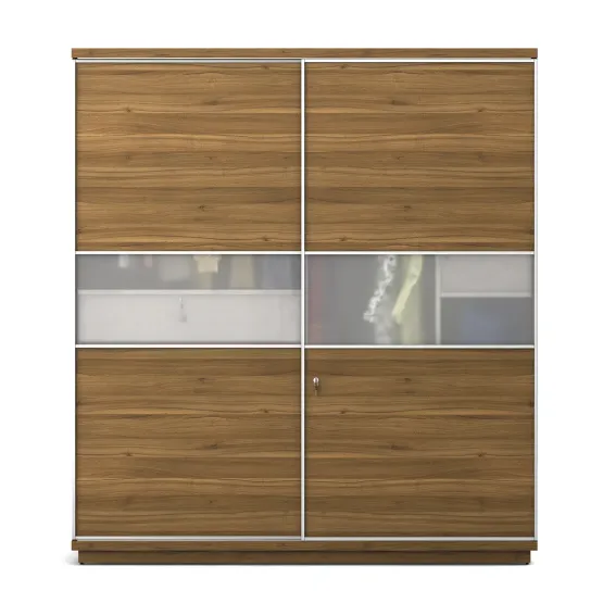 Kosmo Universal 2 Door Sliding Wardrobe - Natural Teak