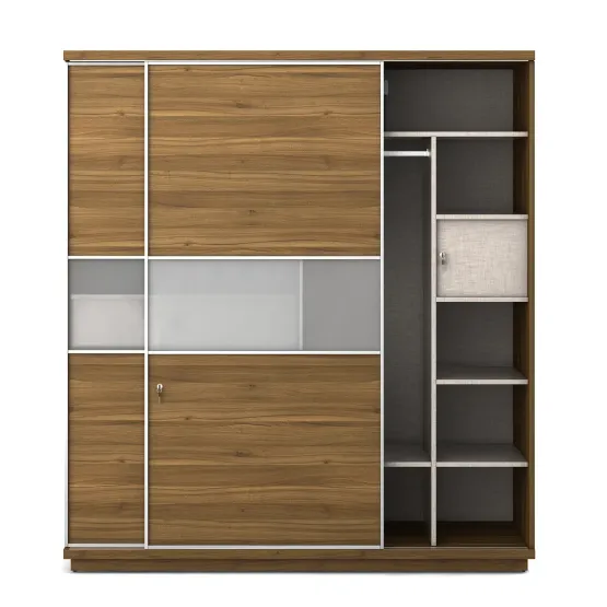 Kosmo Universal 2 Door Sliding Wardrobe - Natural Teak