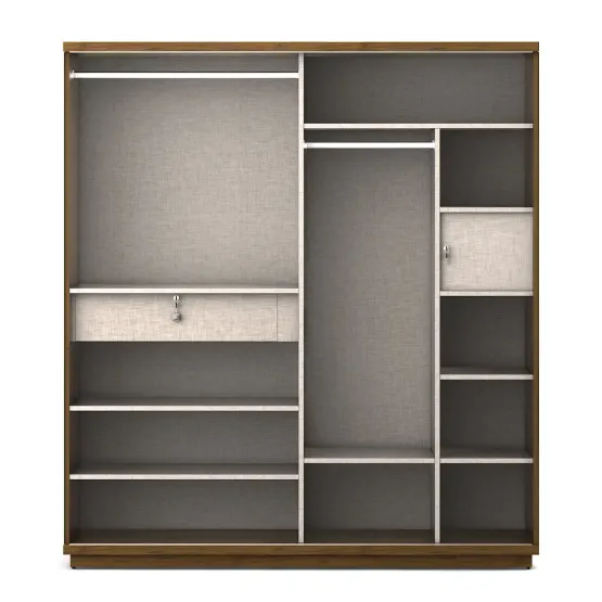 Kosmo Universal 2 Door Sliding Wardrobe - Natural Teak