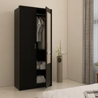 Kosmo Value V2 2 Door Wardrobe With Mirror - Natural Wenge - Woodpore