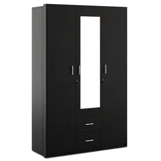 Kosmo Value V2 3-door Dresser Wardrobe - Natural Wenge