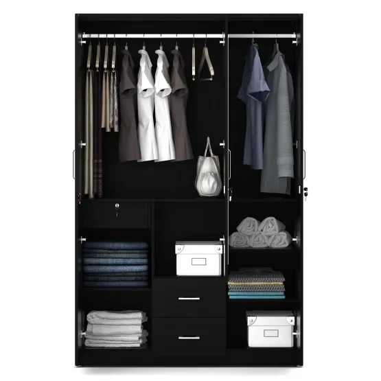 Kosmo Value V2 3-door Dresser Wardrobe - Natural Wenge