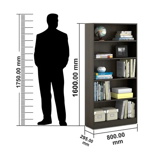 Kosmo William Bookcase 1600 X 800 - Fumed Oak (woodpore)