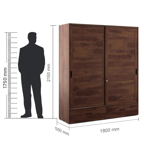 Woodland Sliding 2 Door Wardrobe - Sheesham