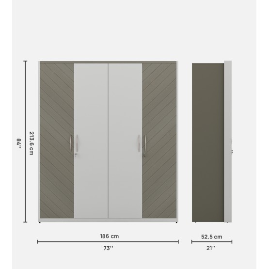 Kosmo Alaska 4 Door Wardrobe V2 - High Gloss White