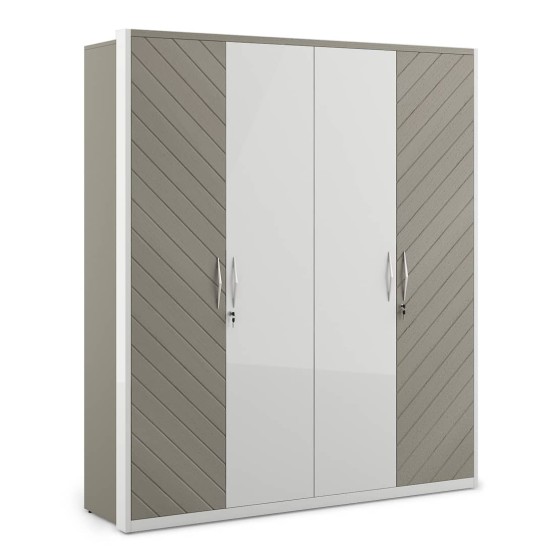 Kosmo Alaska 4 Door Wardrobe V2 - High Gloss White