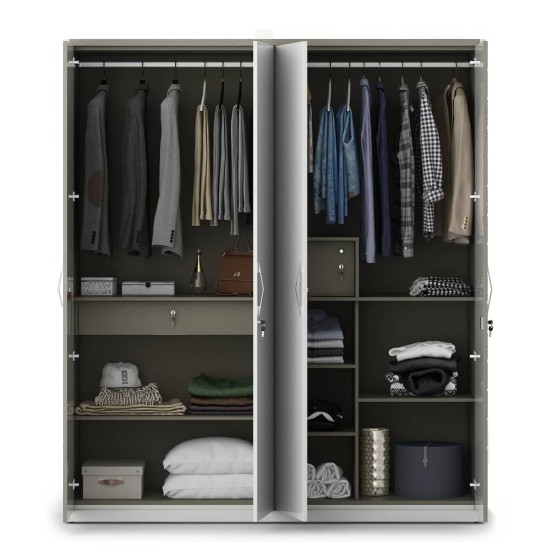 Kosmo Alaska 4 Door Wardrobe V2 - High Gloss White