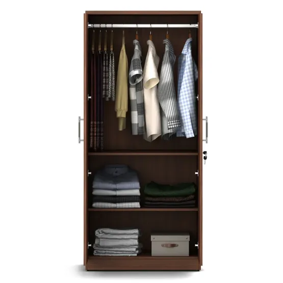 Kosmo Optima 2 Door Wardrobe - Walnut Rigato