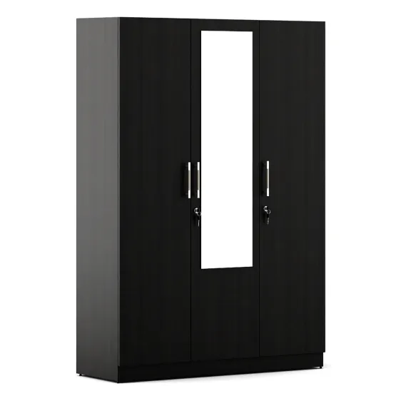 Kosmo Optima 3 Door Wardrobe With Mirror - Natural Wenge Woodpore