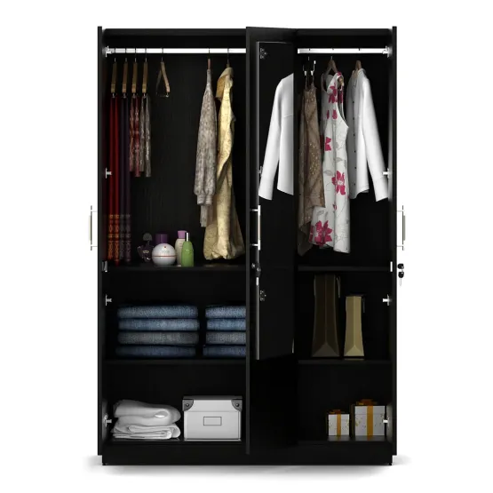 Kosmo Optima 3 Door Wardrobe With Mirror - Natural Wenge Woodpore